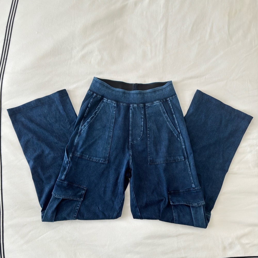 Flare Cargo Pants lightweight navy blue